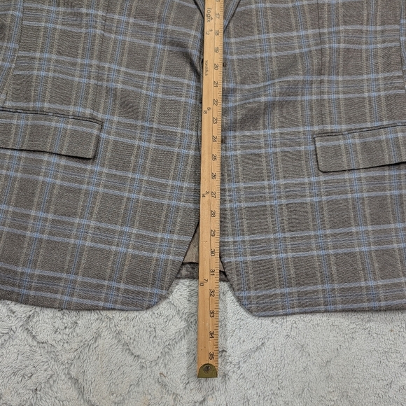 Lauren Ralph Lauren Jacket Mens 50R Gray Blue Plaid Ultraflex Blazer Black Label - Picture 6 of 11
